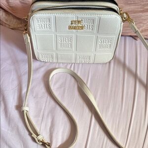 Steve Madden White Crossbody Bag with Gold Details